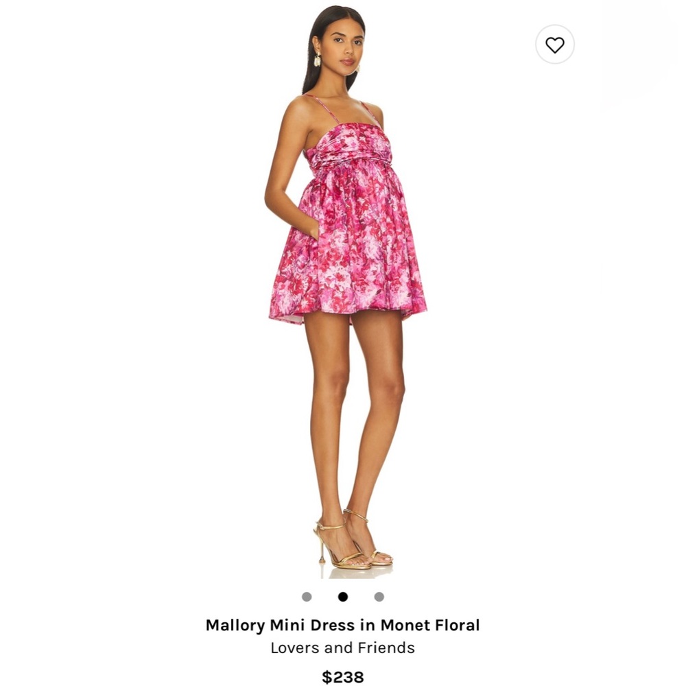 Pink floral babydoll, Lovers + Friends dress.